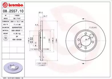 Тормозной диск BREMBO для JAGUAR E-TYPE Convertible 4.2 (Series2)