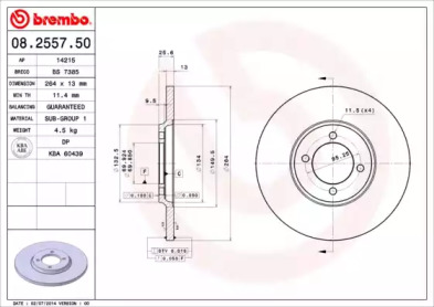 Тормозной диск BREMBO для JAGUAR XJSC Convertible (X27) 5.3