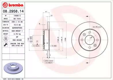 Дисковой тормозной механизм BREMBO для RENAULT CLIO I (B/C57_, 5/357_) 1.4