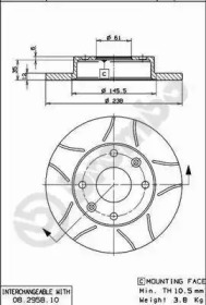 Дисковой тормозной механизм BREMBO для RENAULT CLIO I (B/C57_, 5/357_) 1.4