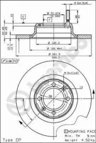 Дисковой тормозной механизм BREMBO для ALFA ROMEO ALFETTA (116_) 2.4 TD (116.B3)