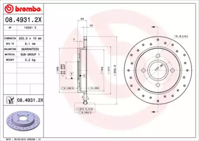 Тормозной диск BREMBO для FORD FOCUS седан (DFW) 1.8 16V