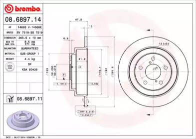 Тормозной диск BREMBO для SUBARU IMPREZA седан (GD) 2.0 i AWD