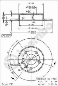 Тормозной диск BREMBO для CHEVROLET ZAFIRA (F75) 2.0