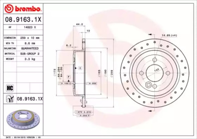 Дисковой тормозной механизм BREMBO для MINI MINI Кабриолет (R52) Cooper