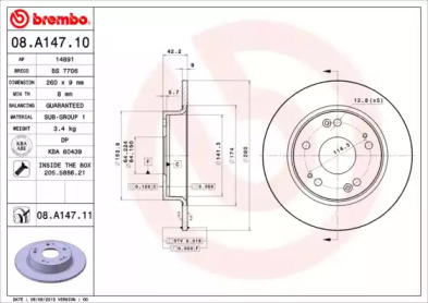 Тормозной диск BREMBO для HONDA CIVIC VIII Hatchback (FN, FK) Type R (FN2)