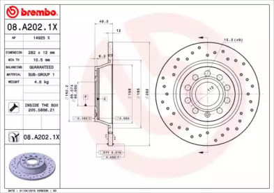 Тормозной диск BREMBO для VW GOLF VI (5K1) 2.0 TDI