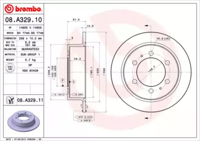 Тормозной диск BREMBO для SSANGYONG MUSSO SPORTS 2.9 D 4x4