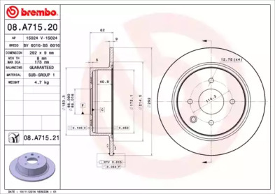 Тормозной диск BREMBO для NISSAN CUBE (Z12) 1.6 16V