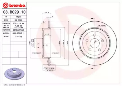 Дисковой тормозной механизм BREMBO для DODGE NEON 2.0 16V
