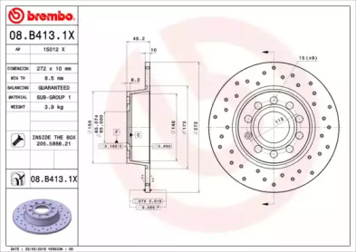 Тормозной диск BREMBO для VW CADDY IV Variant (SAB, SAJ) 2.0 TDI 4motion