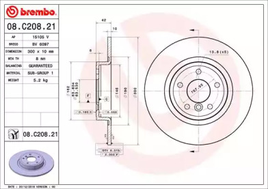 Тормозной диск BREMBO для JAGUAR XE (X760) 2.0 D