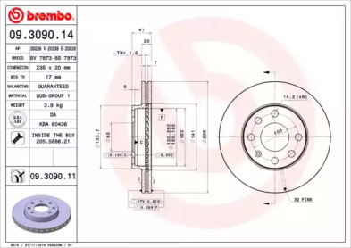 Тормозной диск BREMBO для CHEVROLET KALOS 1.2