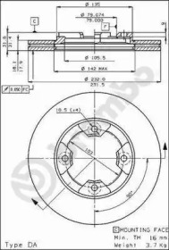 Тормозной диск BREMBO для NISSAN PRAIRIE (M10, NM10) 1.5 S (M10)