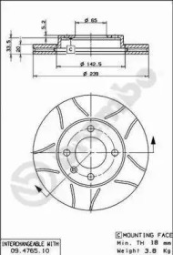 Тормозной диск BREMBO для VW GOLF II (19E, 1G1) 1.8 GTI 16V