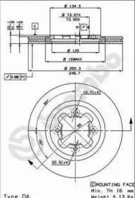 Тормозной диск BREMBO для NISSAN BLUEBIRD Traveller (W910) 2.0 D