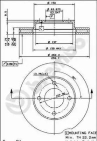 Дисковой тормозной механизм BREMBO для FORD SIERRA Хэтчбек (GBC, GBG) 2.9 i XR 4x4