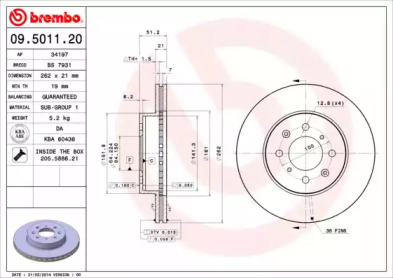 Тормозной диск BREMBO для HONDA ACCORD III Aerodeck (CA) 2.0 EX (CA5)