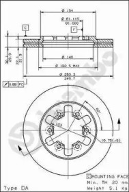 Тормозной диск BREMBO для NISSAN PICK UP (720) 2.3 D