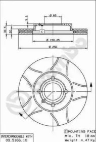Тормозной диск BREMBO для VW GOLF II (19E, 1G1) 1.8 GTI 16V