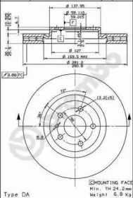 Тормозной диск BREMBO для ALFA ROMEO 164 (164_) 3.0 24V (164.K1)