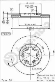 Тормозной диск BREMBO для NISSAN URVAN Фургон (E23) 2.3 D