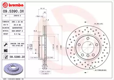 Тормозной диск BREMBO для BMW 3 Compact (E36) 318 ti
