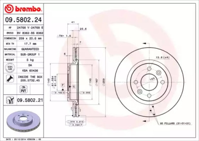 Тормозной диск BREMBO для NISSAN KUBISTAR (X76) 1.5 dCi
