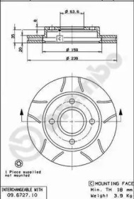 Тормозной диск BREMBO для FORD FIESTA III (GFJ) 1.6