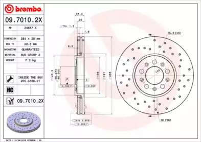 Тормозной диск BREMBO для VW POLO (6R, 6C) 1.2 TSI