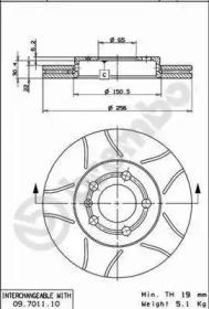 Тормозной диск BREMBO для VW POLO (6R, 6C) 1.2 TSI