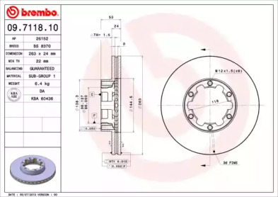 Тормозной диск BREMBO для NISSAN TRADE c бортовой платформой/ходовая часть 2.0 D