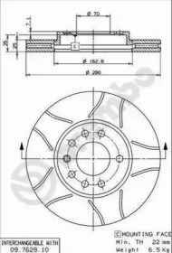 Тормозной диск BREMBO для CHEVROLET ZAFIRA (F75) 2.0
