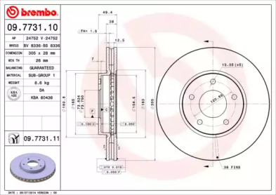 Тормозной диск BREMBO для JAGUAR XK 8 купе (X100) 4.0