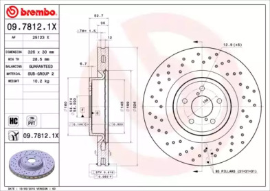 Тормозной диск BREMBO для SUBARU IMPREZA седан (GD) 2.0 WRX Turbo AWD