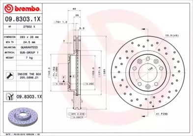 Тормозной диск BREMBO для PEUGEOT 508 SW 2.0 BlueHDi 150