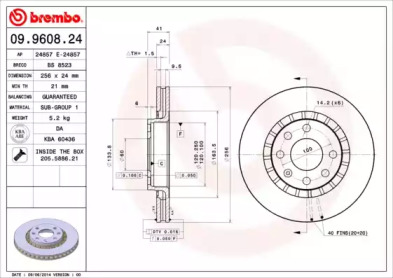 Тормозной диск BREMBO для CHEVROLET LANOS седан 1.6 16V