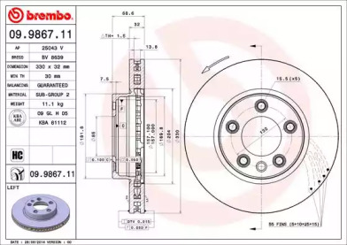 Дисковой тормозной механизм BREMBO для PORSCHE CAYENNE (9PA) Turbo 4.5