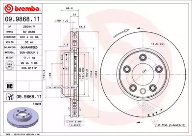 Дисковой тормозной механизм BREMBO для PORSCHE CAYENNE (9PA) Turbo 4.5