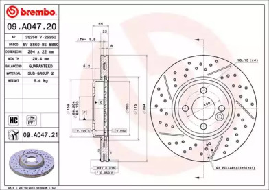 Тормозной диск BREMBO для MINI MINI Кабриолет (R52) John Cooper Works
