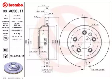 Тормозной диск BREMBO для PORSCHE CAYENNE (92A) 3.0 Diesel