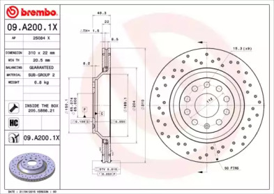 Тормозной диск BREMBO для VW GOLF VI (5K1) 2.0 TDI