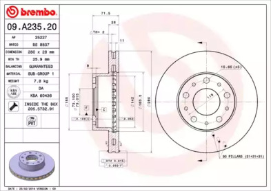 Тормозной диск BREMBO для PEUGEOT BOXER c бортовой платформой/ходовая часть 3.0 HDi