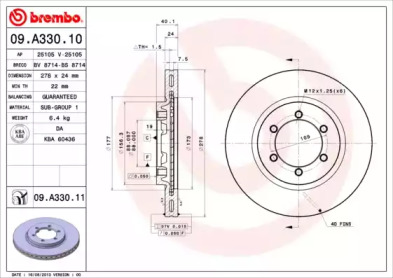 Тормозной диск BREMBO для SSANGYONG MUSSO SPORTS 2.9 D 4x4