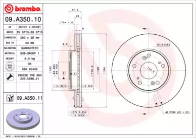 Тормозной диск BREMBO для HONDA ACCORD VII Tourer (CM, CN) 2.0 (CM1)