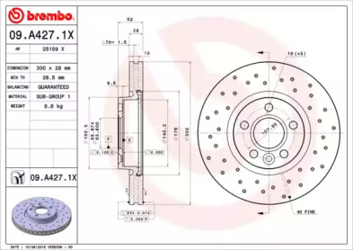 Дисковой тормозной механизм BREMBO для LAND ROVER RANGE ROVER EVOQUE Кабриолет (L538) 2.0 4x4