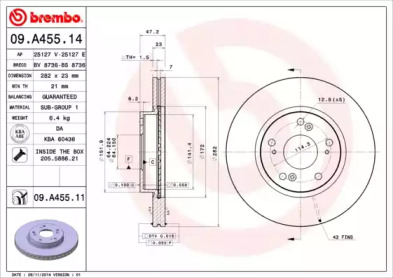 Дисковой тормозной механизм BREMBO для HONDA CIVIC VIII Hatchback (FN, FK) 2.2 CTDi (FK3)