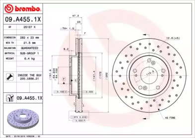 Дисковой тормозной механизм BREMBO для HONDA CIVIC VIII Hatchback (FN, FK) 2.2 CTDi (FK3)