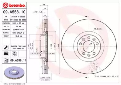 Тормозной диск BREMBO для PEUGEOT 508 SW 2.0 BlueHDi 150