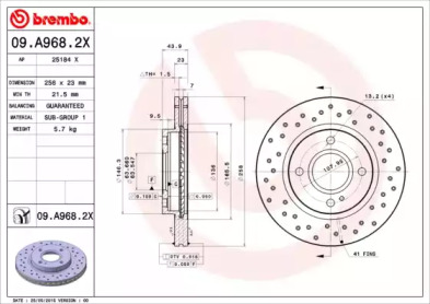 Тормозной диск BREMBO для FORD FIESTA VI 1.5 TDCi